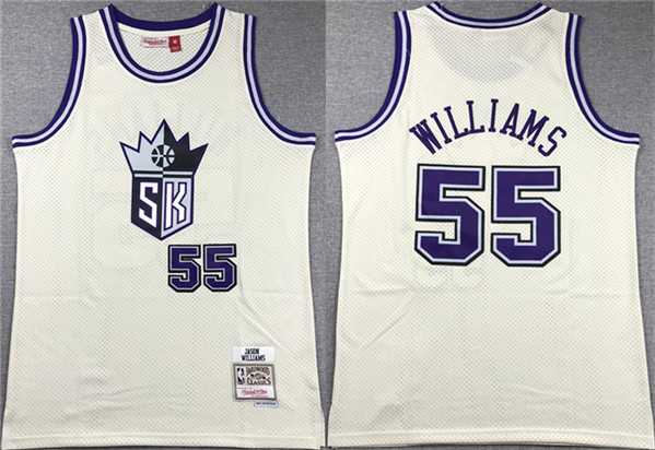 Men%27s Sacramento Kings #55 Jason Williams White Throwback Stitched Jersey->sacramento kings->NBA Jersey